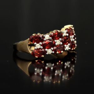 Gold Diamond Garnet Ring