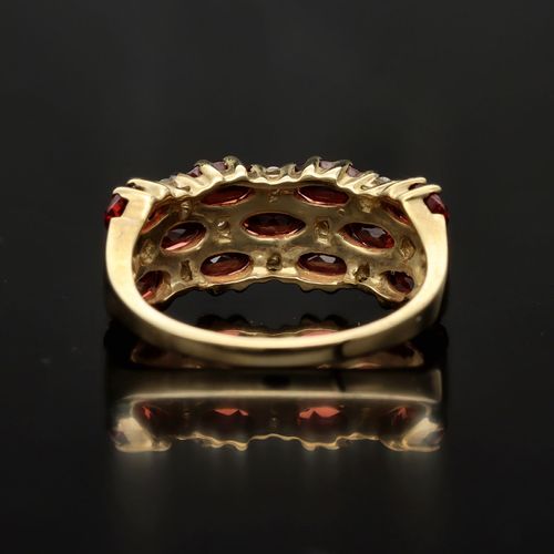 Gold Diamond Garnet Ring image-5