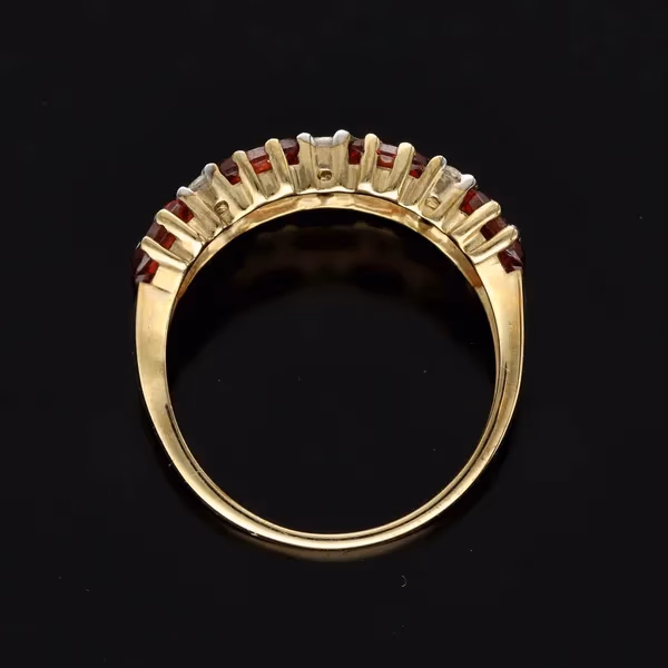 Gold Diamond Garnet Ring