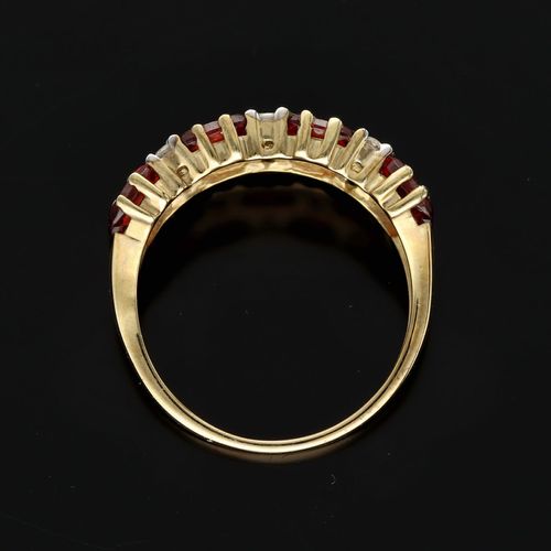 Gold Diamond Garnet Ring image-6