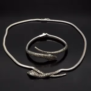 Rare Vintage Silver Marcasite Necklace and Bracelet Set