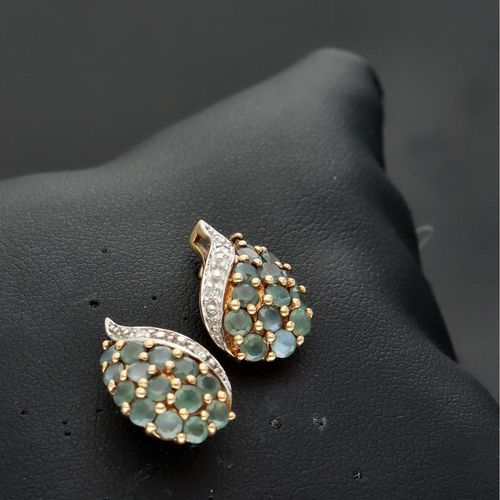 Gold Chrysoberyl Diamond Earrings image-1