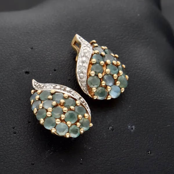 Gold Chrysoberyl Diamond Earrings