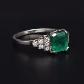 Platinum Emerald & Diamond Ring