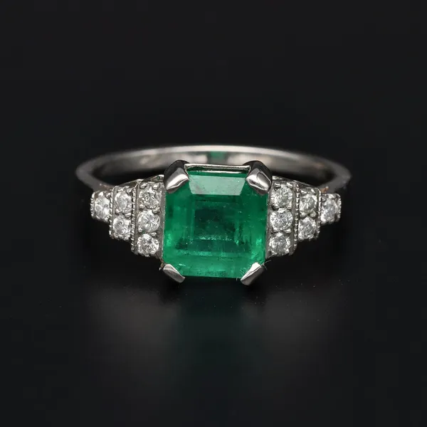 Platinum Emerald & Diamond Ring