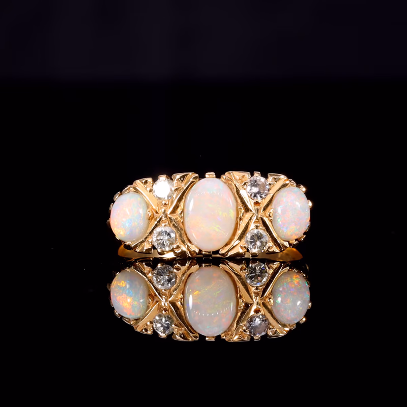 360° view of The Vintage Three Opal And Diamond Ring
