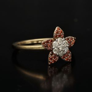 9ct Gold Red and White Diamond Ring
