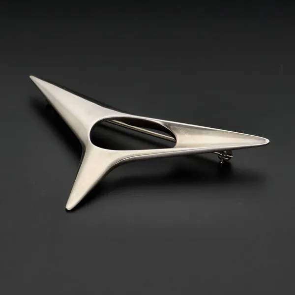 Boxed Modernist Danish Sterling Silver Brooch by Henning Koppel for Georg Jensen