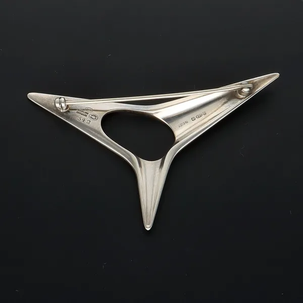 Boxed Modernist Danish Sterling Silver Brooch by Henning Koppel for Georg Jensen