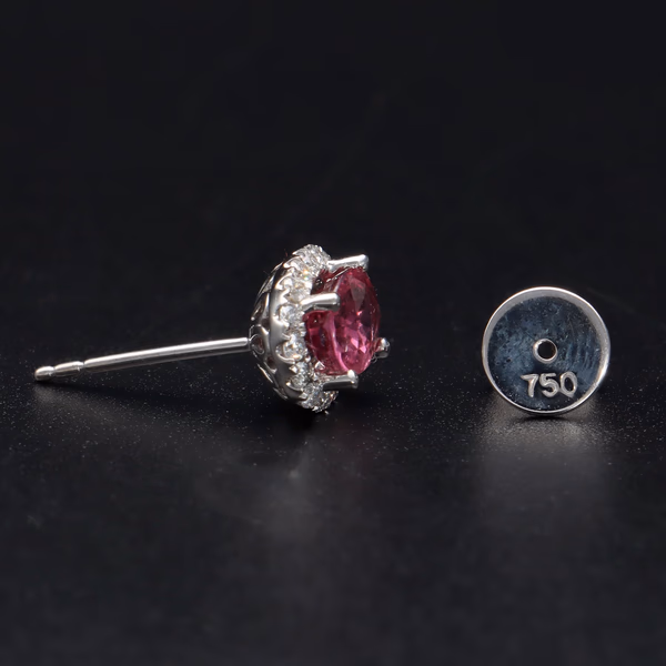 Pair Of 18ct White Gold Pink Sapphire & Diamond Earrings