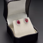 Pair Of 18ct White Gold Pink Sapphire & Diamond Earrings