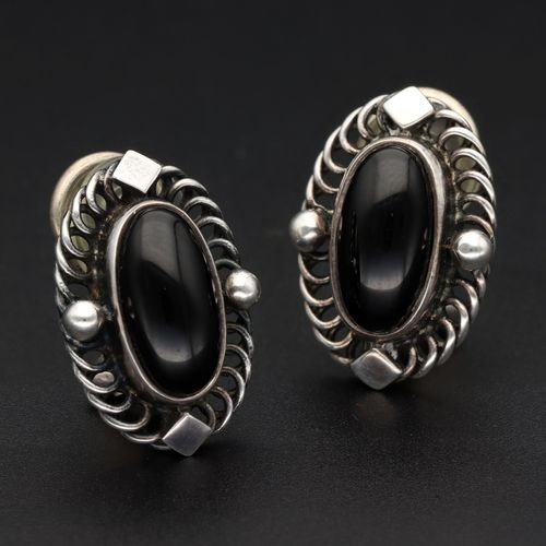 Limited Edition Danish Silver & Onyx Heritage Earrings image-2