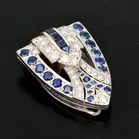 18ct White Gold Diamonds and Sapphires Clips
