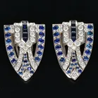 18ct White Gold Diamonds and Sapphires Clips