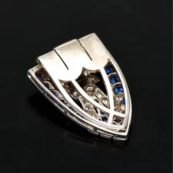 18ct White Gold Diamonds and Sapphires Clips