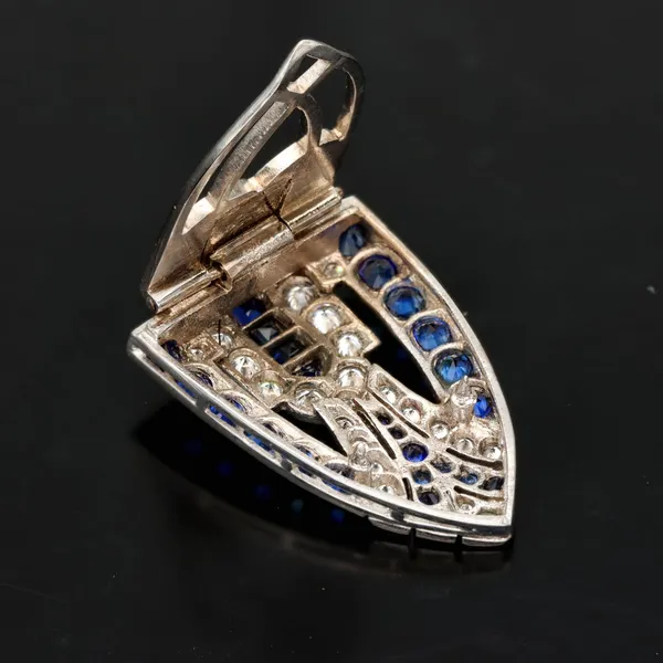 18ct White Gold Diamonds and Sapphires Clips
