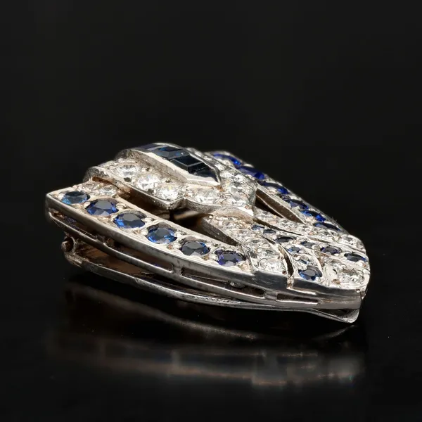 18ct White Gold Diamonds and Sapphires Clips