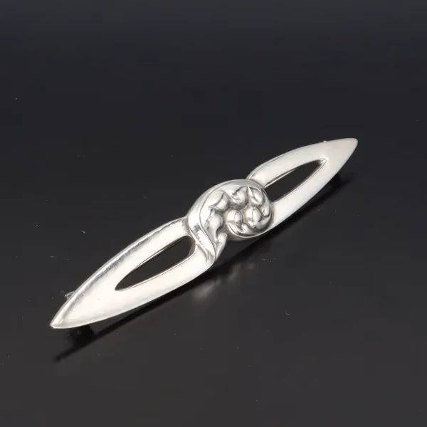Georg Jensen Silver Foliate Bar Brooch #116