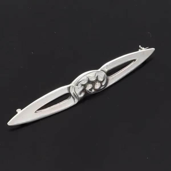 Georg Jensen Silver Foliate Bar Brooch #116