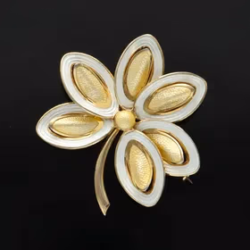 Norwegian Aksel Holmsen Silver and Enamel Flower Brooch