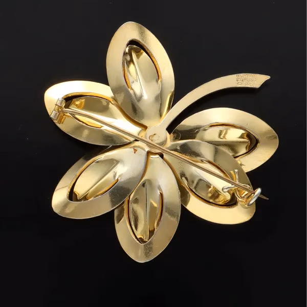 Norwegian Aksel Holmsen Silver and Enamel Flower Brooch