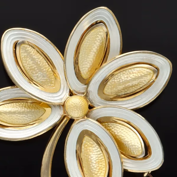 Norwegian Aksel Holmsen Silver and Enamel Flower Brooch