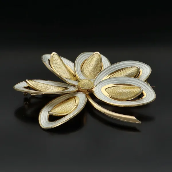 Norwegian Aksel Holmsen Silver and Enamel Flower Brooch
