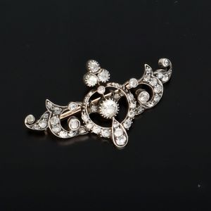 Victorian 9ct and Silver Diamond Brooch