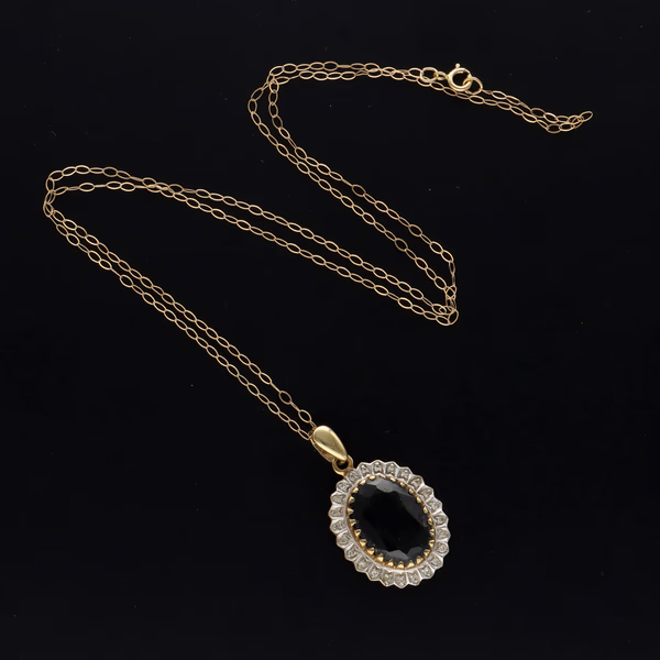 9ct Gold Sapphire and Diamond Pendant