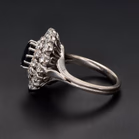 18ct White Gold Double Halo Sapphire & Diamond Cluster Ring