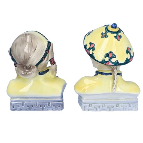 Pair of Goldscheider Chinese Busts in Yellow Clothing image-5