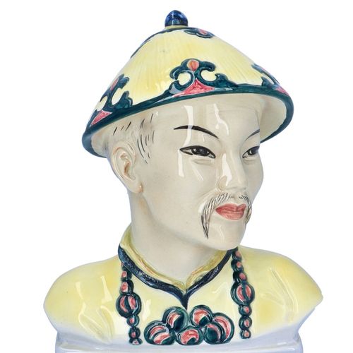 Pair of Goldscheider Chinese Busts in Yellow Clothing image-3