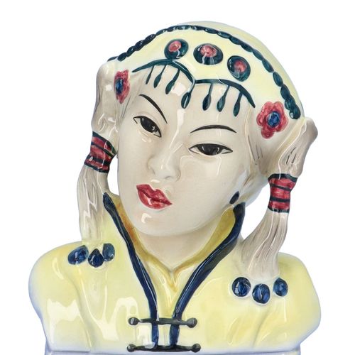Pair of Goldscheider Chinese Busts in Yellow Clothing image-2