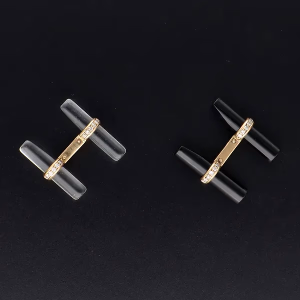 Van Cleef & Arpels 18ct Yellow Gold & Diamond Baton Cufflinks