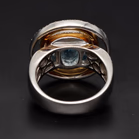 18ct White Gold Diamond and Aquamarine Ring