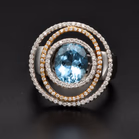 18ct White Gold Diamond and Aquamarine Ring