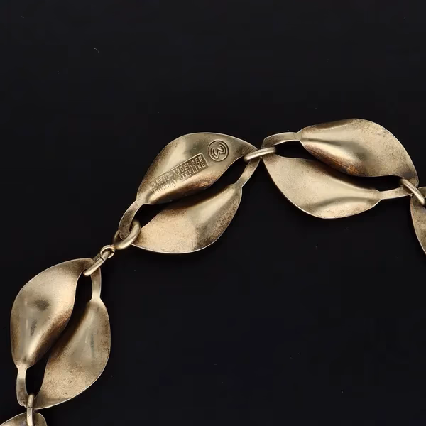Sterling Silver & Golden Yellow Enamel Double Leaf Necklace