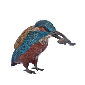 Antique Cold Painted Bronze Kingfisher Nibwipe