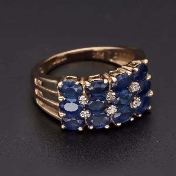 Gold multi Sapphire Diamond Dress Ring