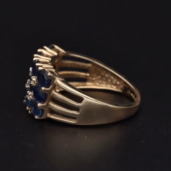 Gold multi Sapphire Diamond Dress Ring