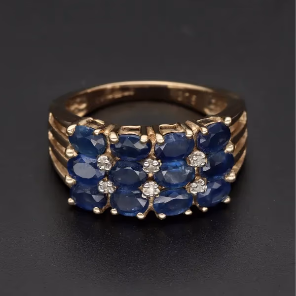 Gold multi Sapphire Diamond Dress Ring