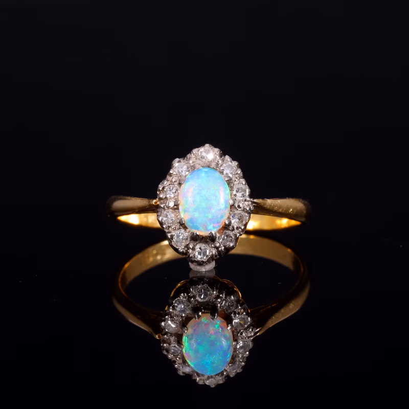 360° view of The Vintage Opal and Diamond Cluster Ring