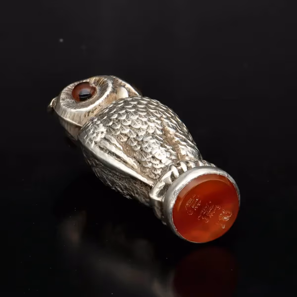 Double Headed Silver Owl Desk Seal