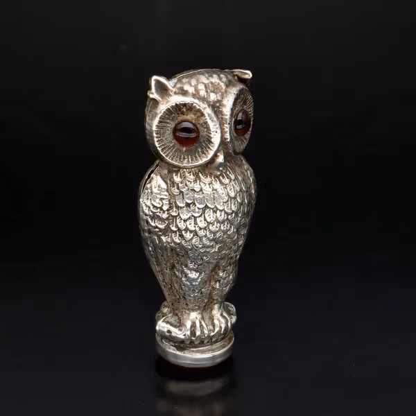 Double Headed Silver Owl Desk Seal