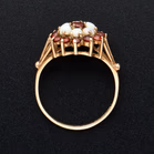 9ct Yellow Gold Opal & Garnet Flower Cluster Ring