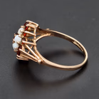 9ct Yellow Gold Opal & Garnet Flower Cluster Ring