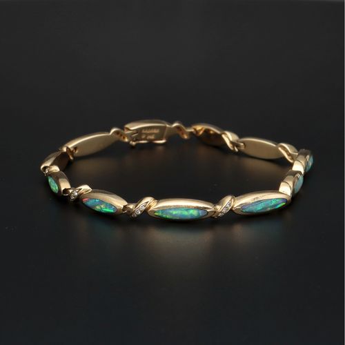 14JK Kabana Black Opal and Diamond Bracelet image-1