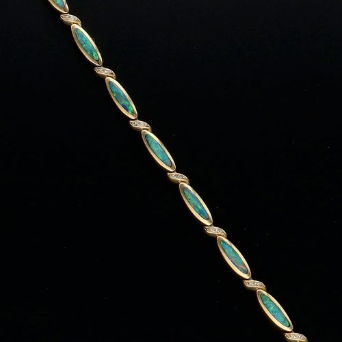 14JK Kabana Black Opal and Diamond Bracelet image-3