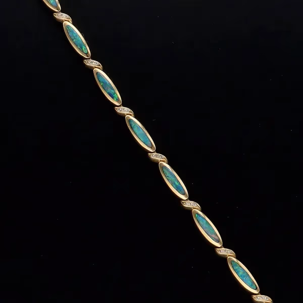 14JK Kabana Black Opal and Diamond Bracelet