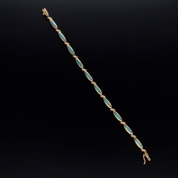 14JK Kabana Black Opal and Diamond Bracelet